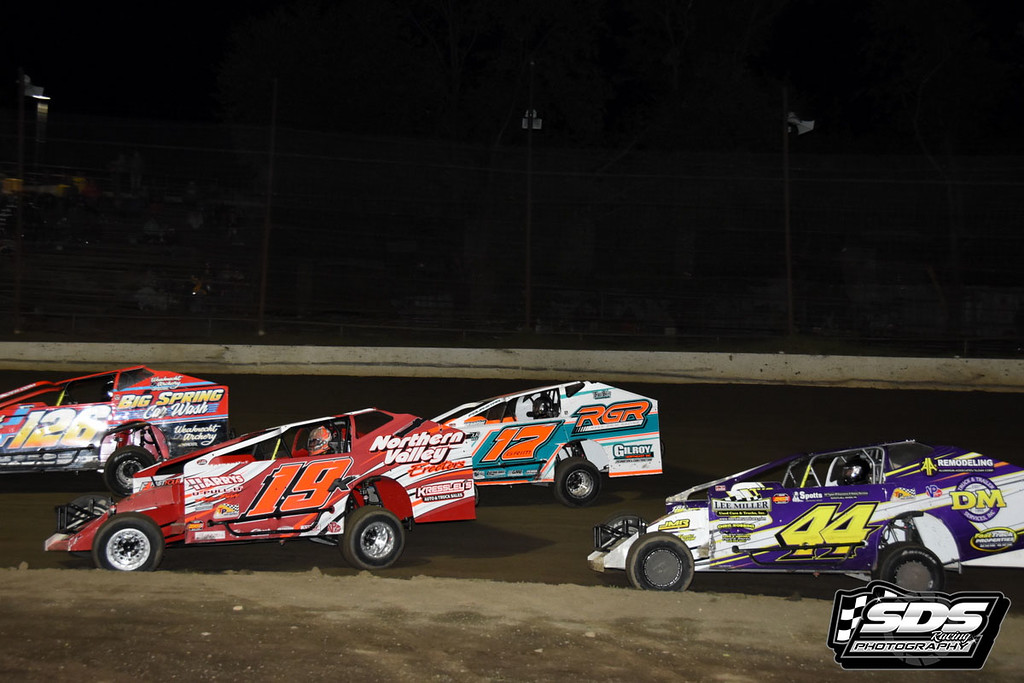 Brett Krfessley (19k); Doug Manmiller (44); Ryan Grim (17) and Jeff Strunk (126) at Grandview Speedway.  Photo Credit: SDS Photography